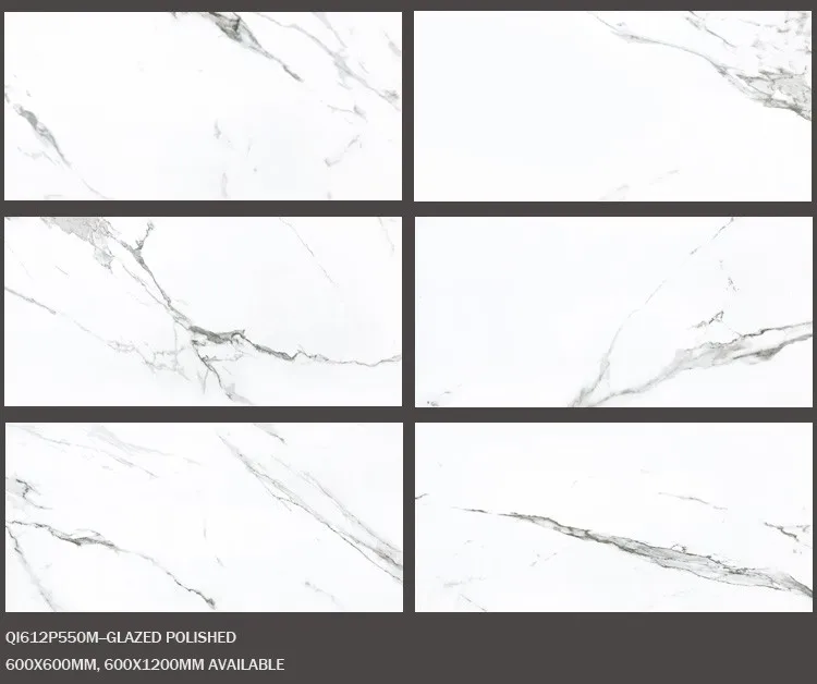 Polished porcelain tile look like carrara marble