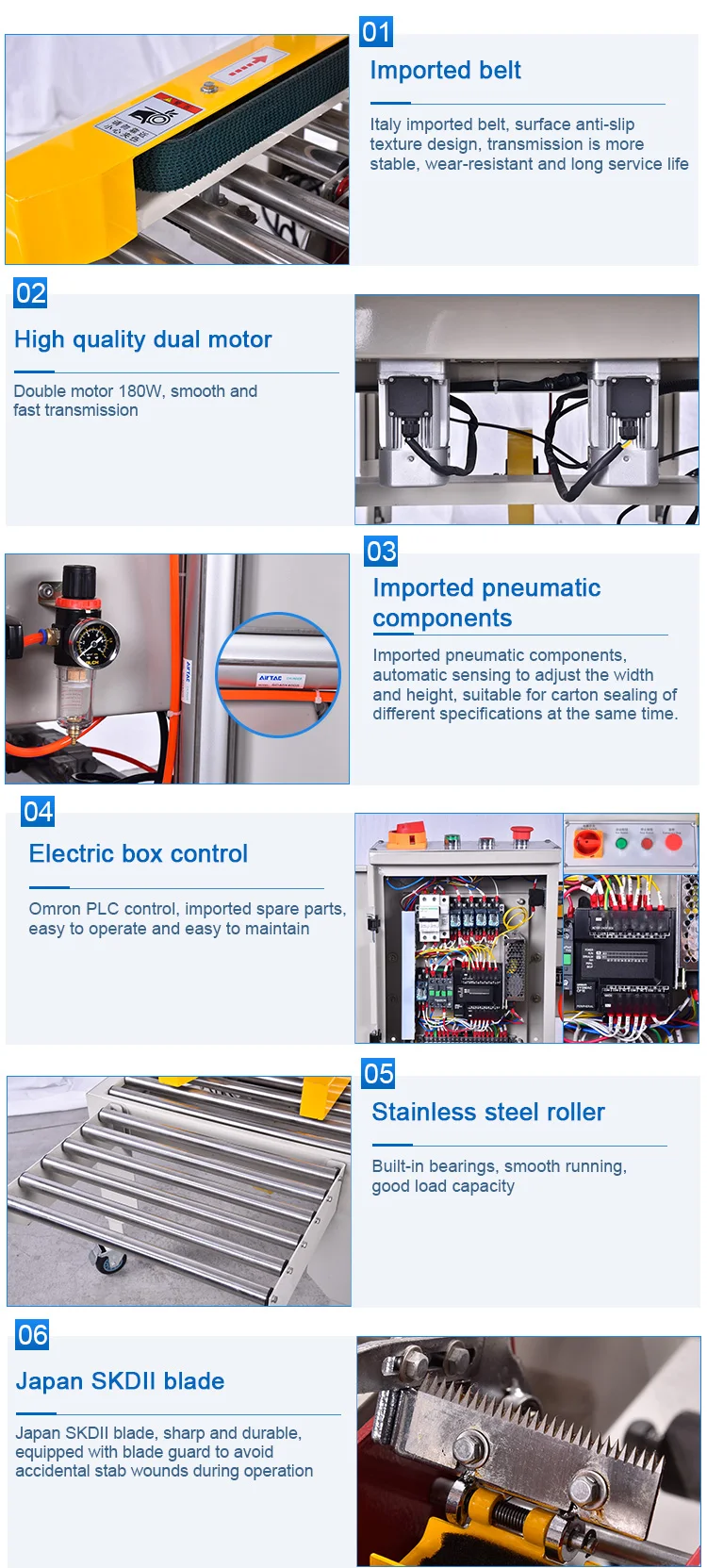 Dpe50 High Efficiency Full Automatic Carton Box Adhesive Tape Conveyor