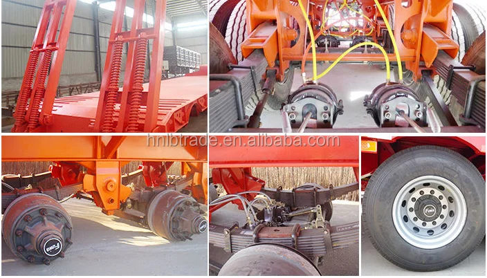 60t Heavy Loading 3 Axle Excavator Shipping Semi Trailer Trucks , High Quality Lowbed Semi Trailer