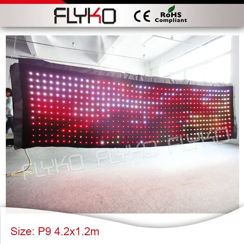 

4.2x1.2m P9 led video curtain for Festival holiday stage background, Full color