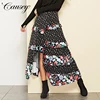 2019 Latest Asymmetrical Floral Print Pleated Womens Casual High Waist Ruffles Maxi Long Skirt