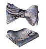 New design high quality man floral tie and hanky gift bow set