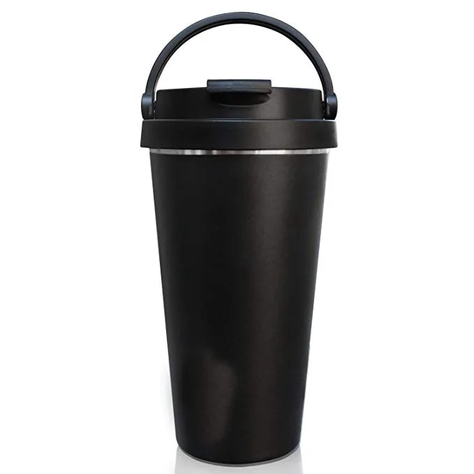 

16 oz promotional stainless steel vacuum flask reusable insulated travel tumbler coffee mug with handled cap, Customized