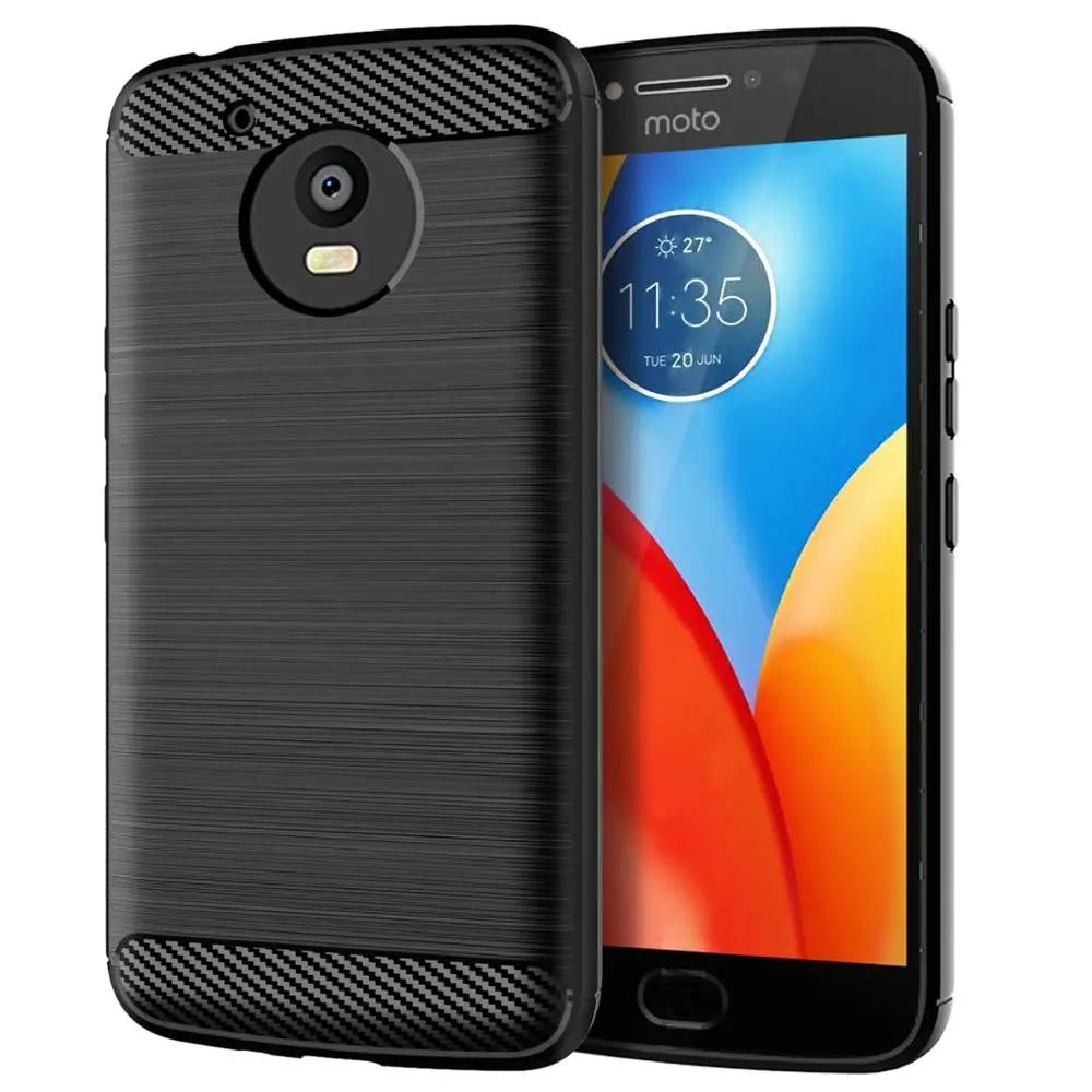 

Carbon Fiber Shockproof Soft TPU Back Cover mobile Phone Case For moto E5 Plus