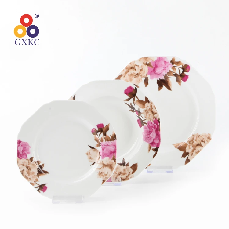 18pcs Simple Flower Style Cheap Dinnerware Porcelain Dinner Sets Safe
