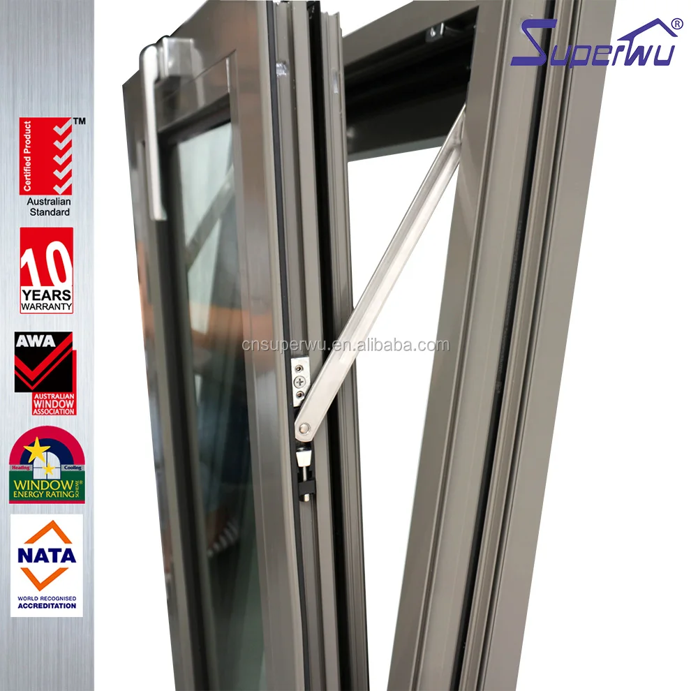 Modern design aluminum handling awning window toughened glass double glazed Australia standard