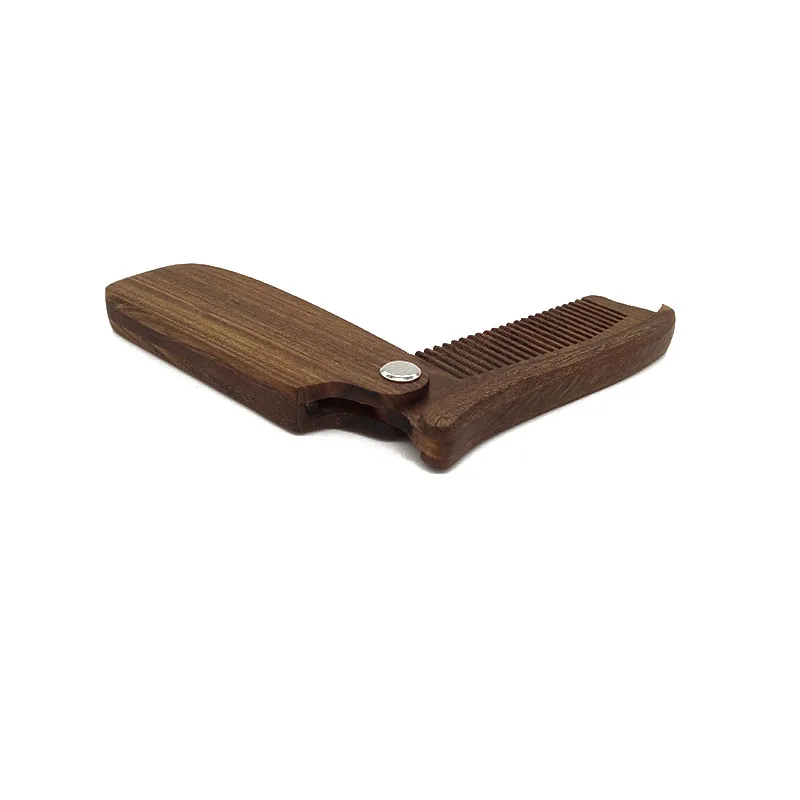 
WB200-06 Customized Your Logo Black Ebony Wood Folding Pocket Comb Wood Comb 
