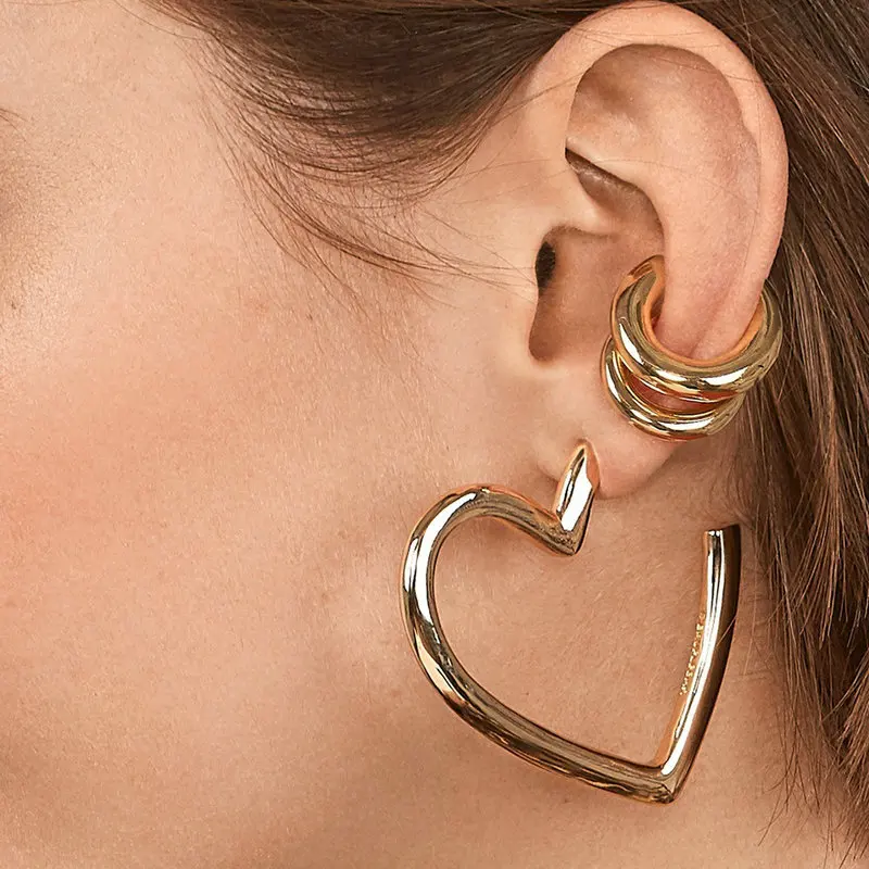 

European and American style Simple smooth Gold plated alloy no hole C shape ear clip ear cuff, N/a