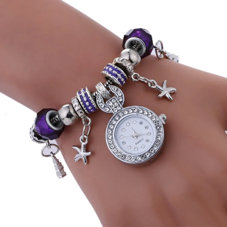 

Wholesale silver rhinestone crystal fancy bracelet ladies watches LNW345