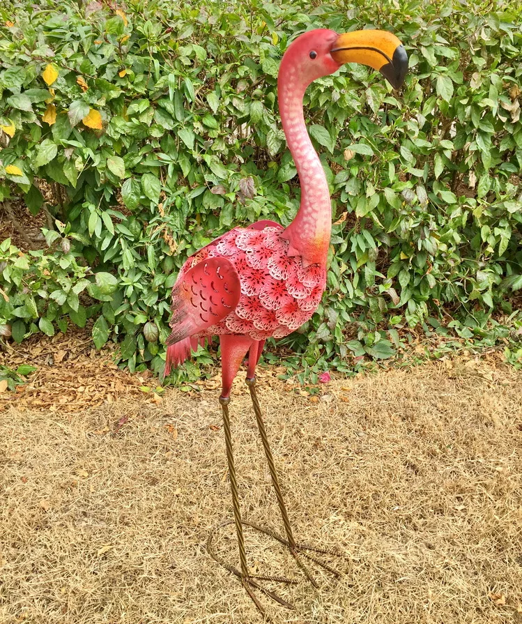 
garden decoration hand painting metal pink flamingo garden ornaments 