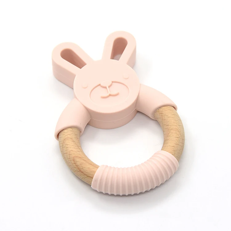 
baby products wooden silicone ring teether 