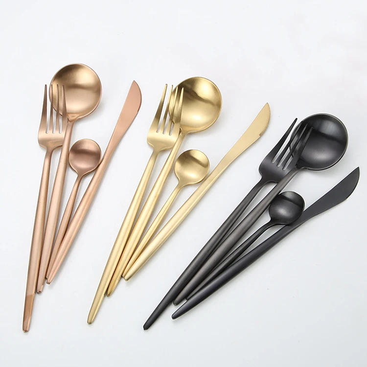 

Hot sale FDA 304 stainless bulk cutlery set gold flatware