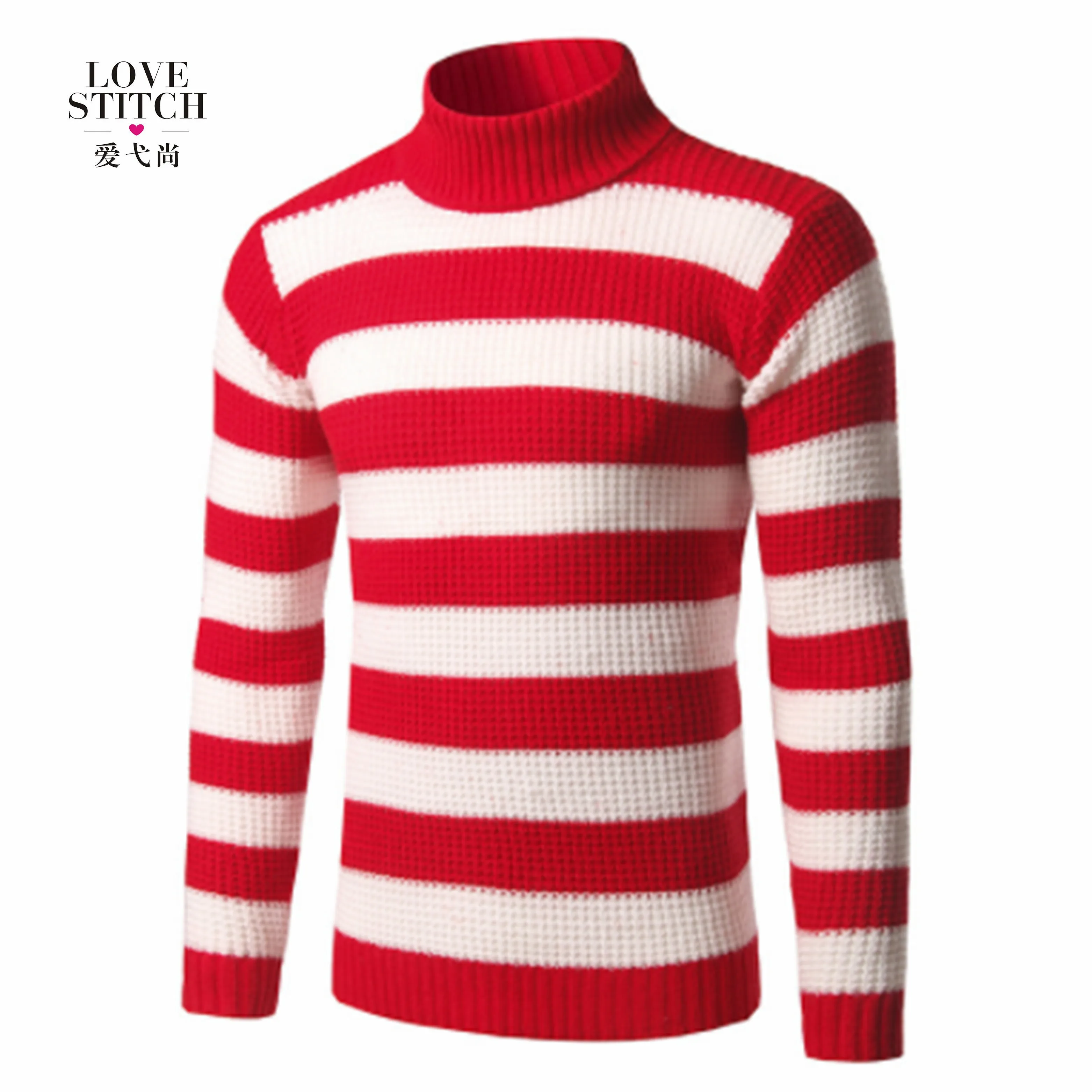 Белый свитер в красную полоску