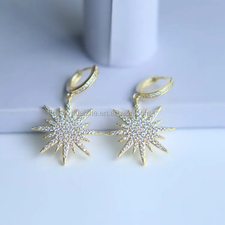 

Professional manufacturer flashing stars 925 silver cz earring for girls and women's