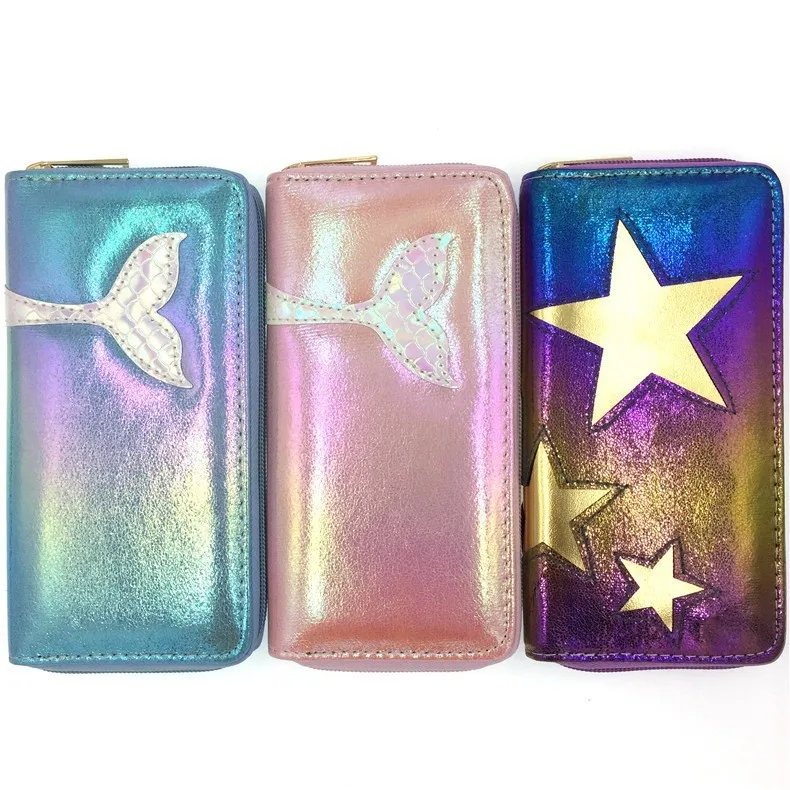 

Fashion zip purse holographic PU leather travel lady wallet wholesale, Colorful