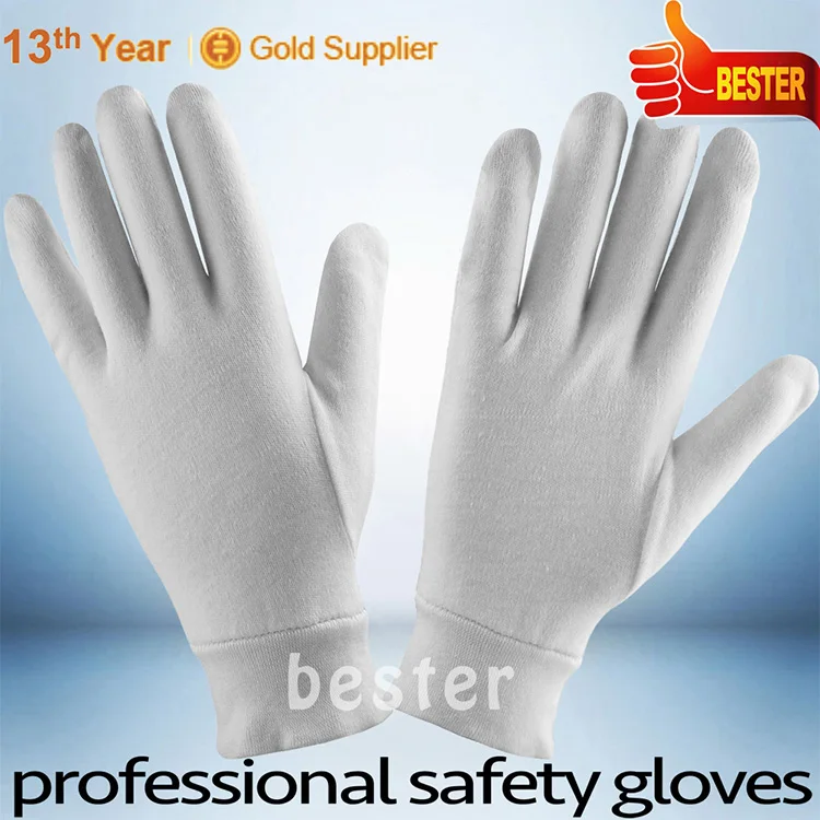 Cheap Price Custom Promotional White Cotton Gloves With Knitted Cuff