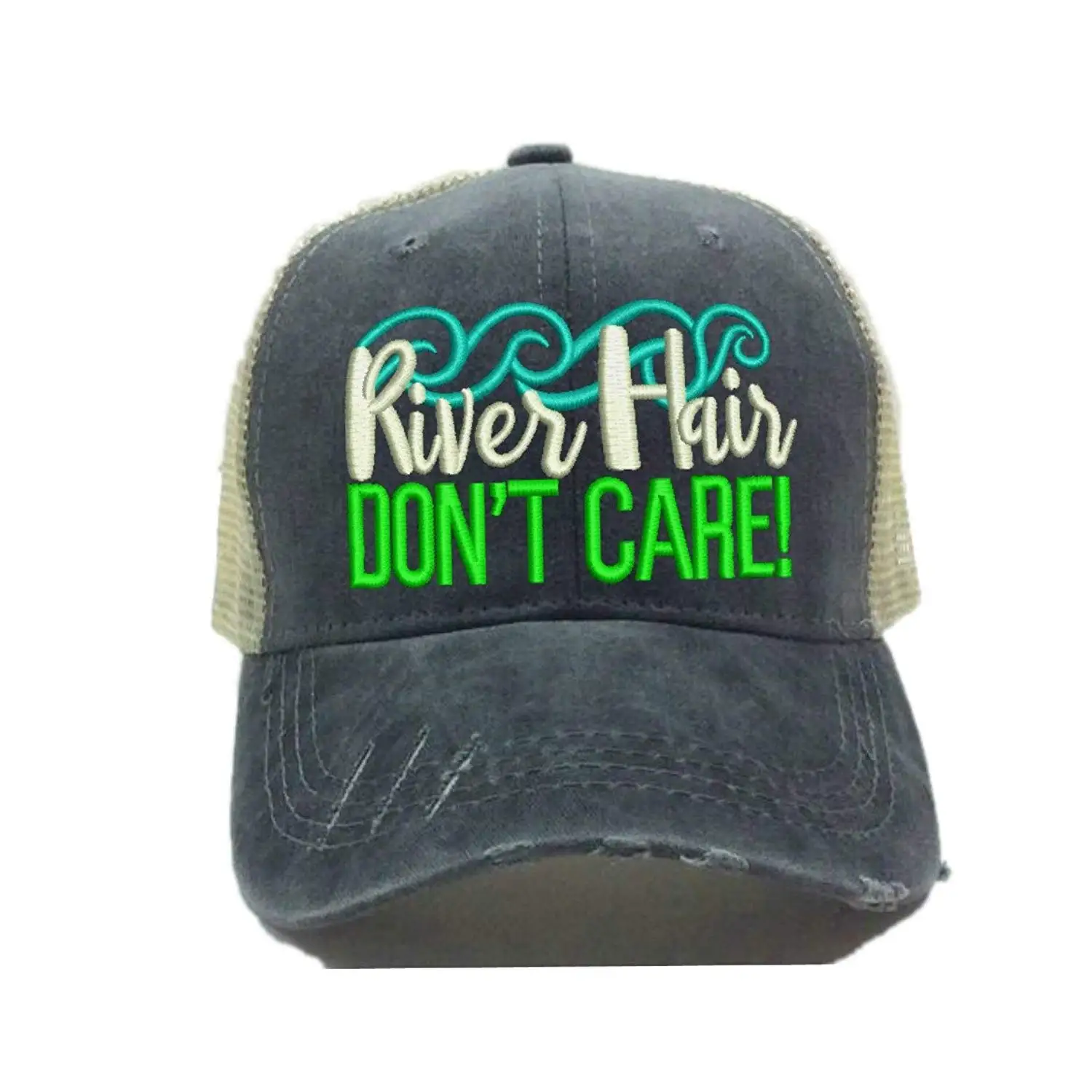 Women's Trucker Hat"River Hair Don't Care" Boat/River Hat Summer Custom Baseball Cap