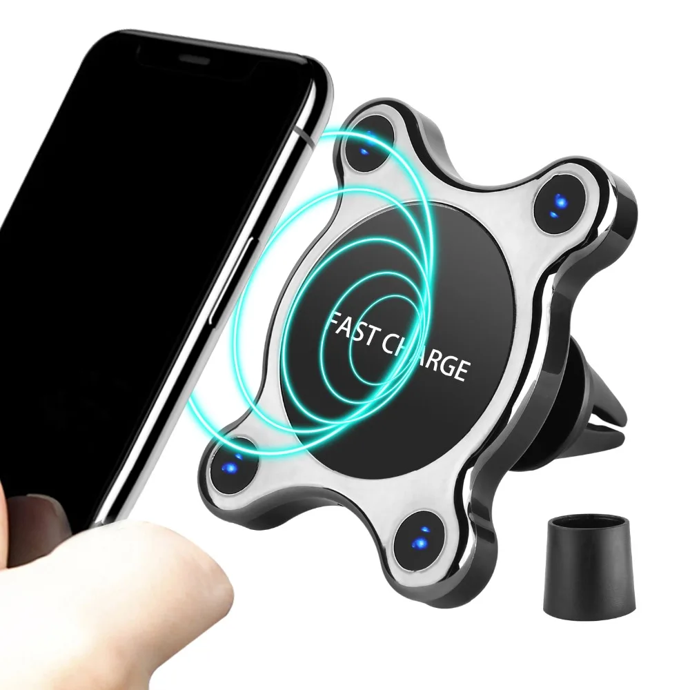 

2 in 1 Magnetic Phone Holder Car Mount/ Car Air Vent Qi Wireless Charger with Clip, Black