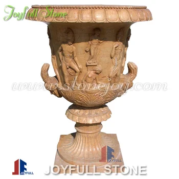 Decorative Yellow Marble Garden Flower Vases And Pots Urns