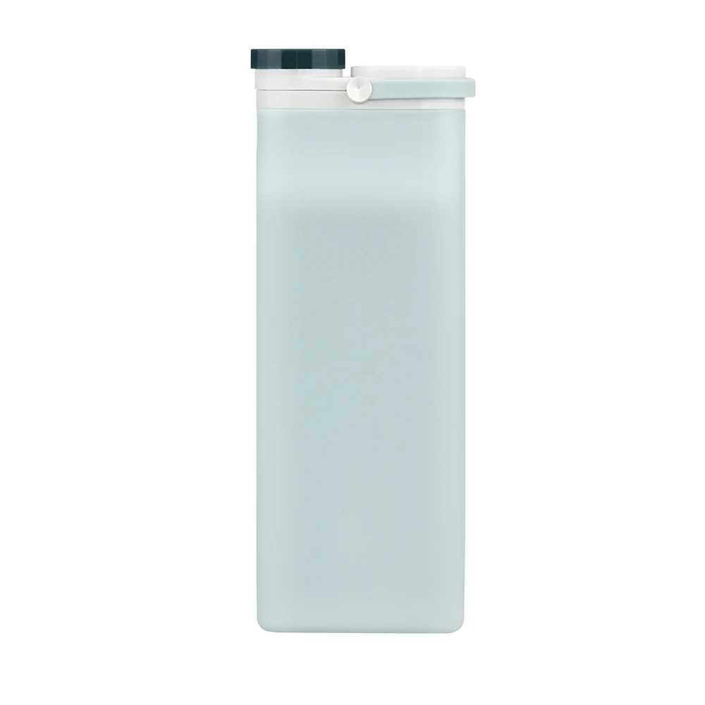 600ML good eco-friendly soft comfortable travel silicone foldable milk water drinking bottle with silicone handle