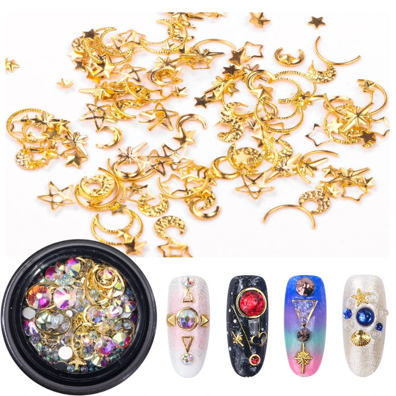 

7 Designs Mix Nail Art Rhinestone Beads & Alloy Studs, N/a