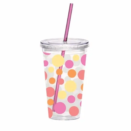100 Bpa Free Printed Acrylic Drinking Cups With Lids And Straws,Clear