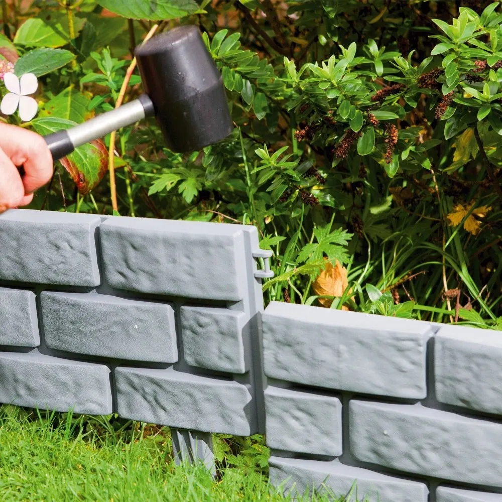 Brick Effect Garden Edging Easy Installation with Attached Stakes
