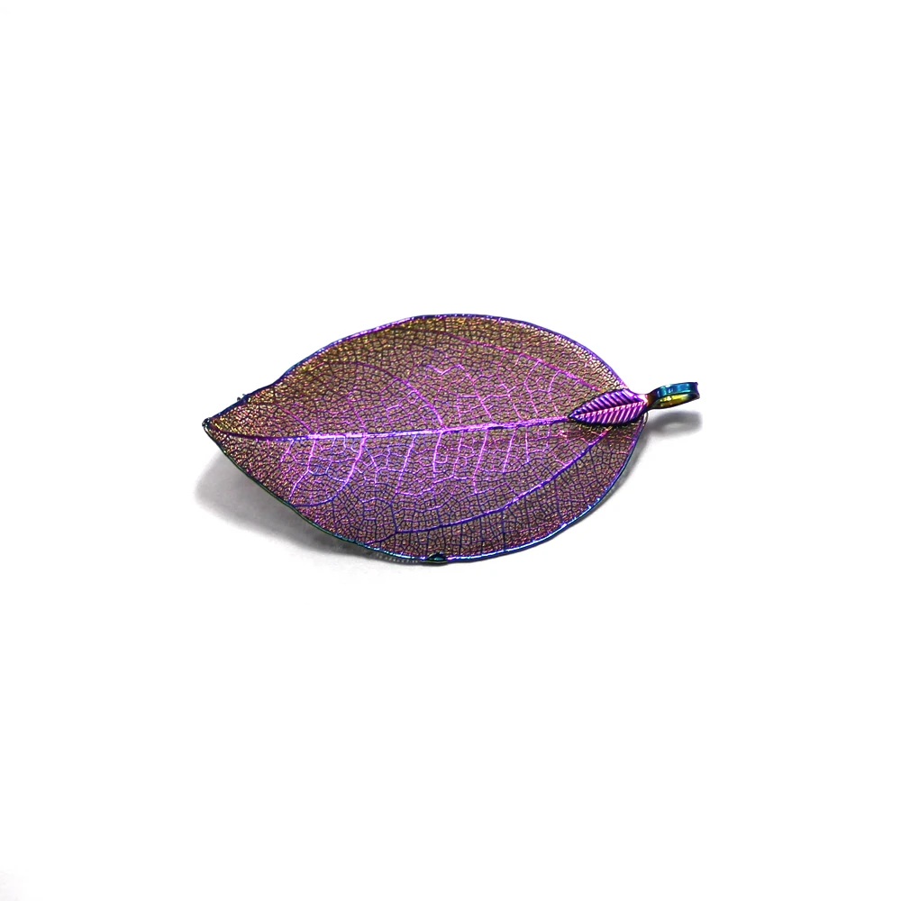 

free shipping baffling iridescence jewellery real leaf quantum pendant, Raw color;other colors available