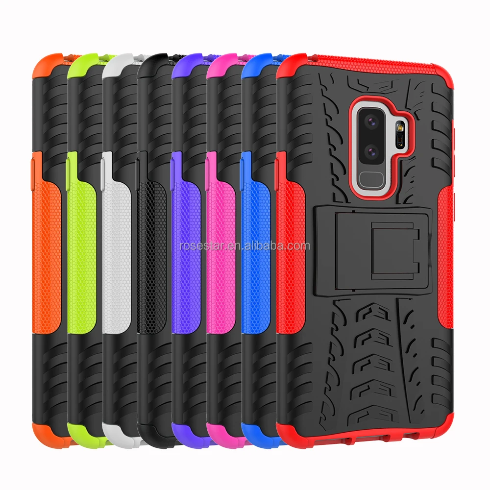 

Stylish Heavy Duty Shock Proof Armour Dual Protection Cover with Built-in Kickstand Case For Samsung Galaxy S9 Plus