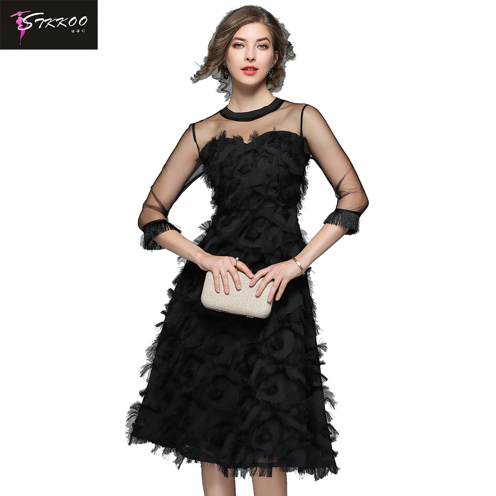

Wholesale Long Feather Dress Women, Black