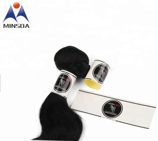 

Removable Eco-Friendly Paper Die Cut Printing Private Custom Silk Hair Bundle Wraps