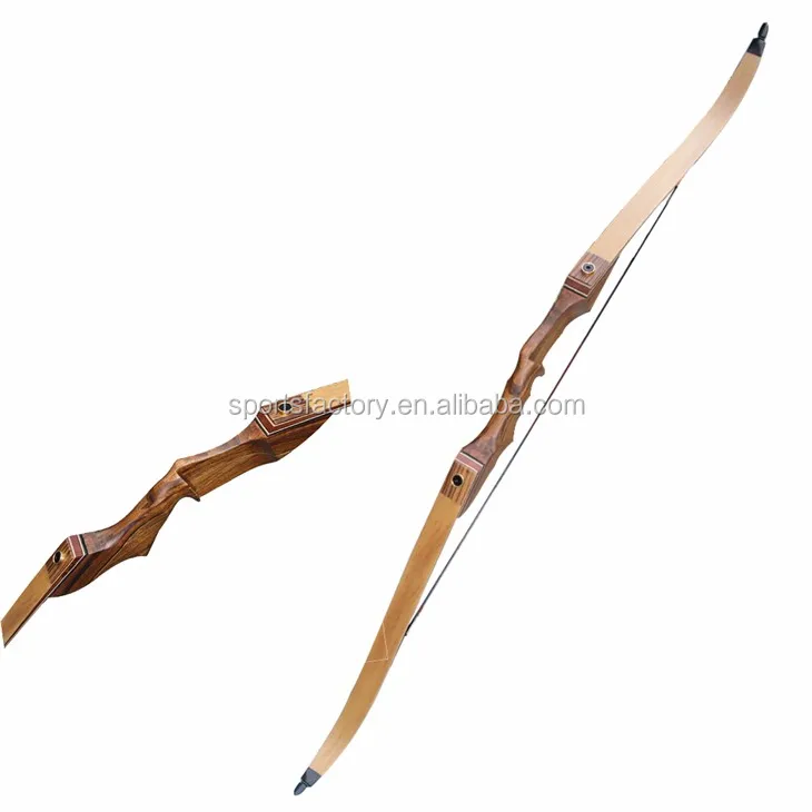 

Hunting laminated recurve bow 55lbs archery takedown bow transparent wood color, As picture