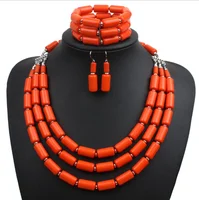 

Nigerian Wedding Necklace Earring Bracelet Sets Statement Collar African Beads Indian Jewelry Set