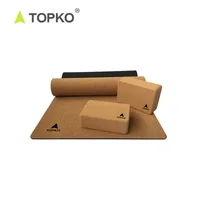

TOPKO Factory Supply Natural Rubber Cork Yoga Mat and Cork Yoga Block Set