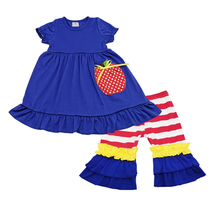 

2019 latest back to school girls outfits cute apple kids clothing set