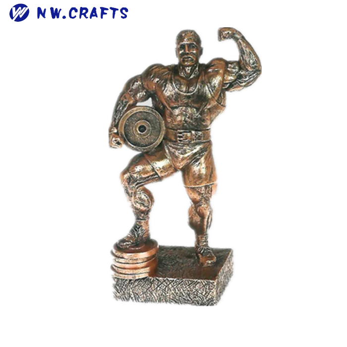 Wholesale Resin Copper Fitness Muscle Man Statue Bodybuilding Trophy