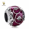 Plata 925 sterling New Unique Pattern Charms Bead Fit For Snake Bracelet 925 Sterling Silver Enamel Flower Bead Wholesale