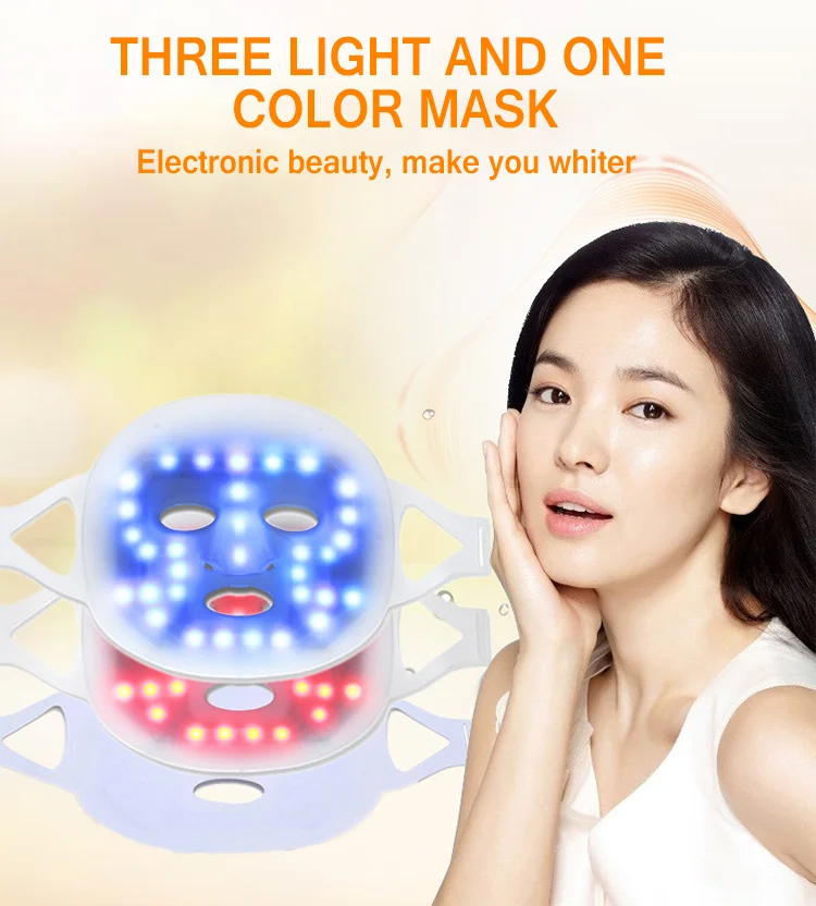 Professional Wireless Led 3 Color Led Photon Light Therapy Face Mask With Neck For Wrinkle