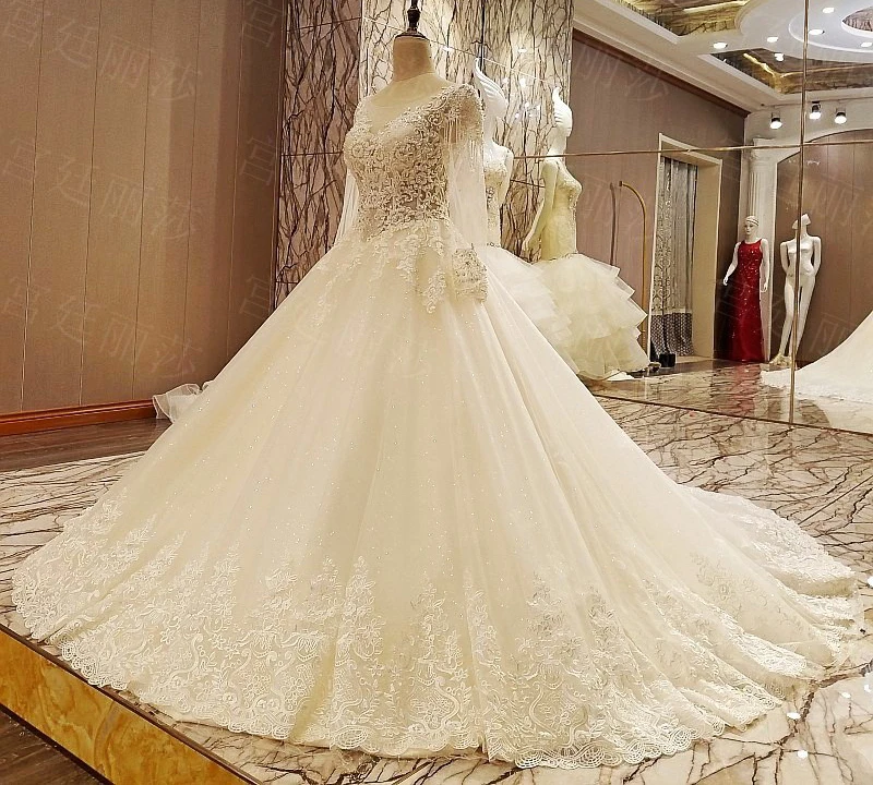 

LS95372 long sequin dress long sleeves cestbella wedding dresses gown wedding dress shanghai