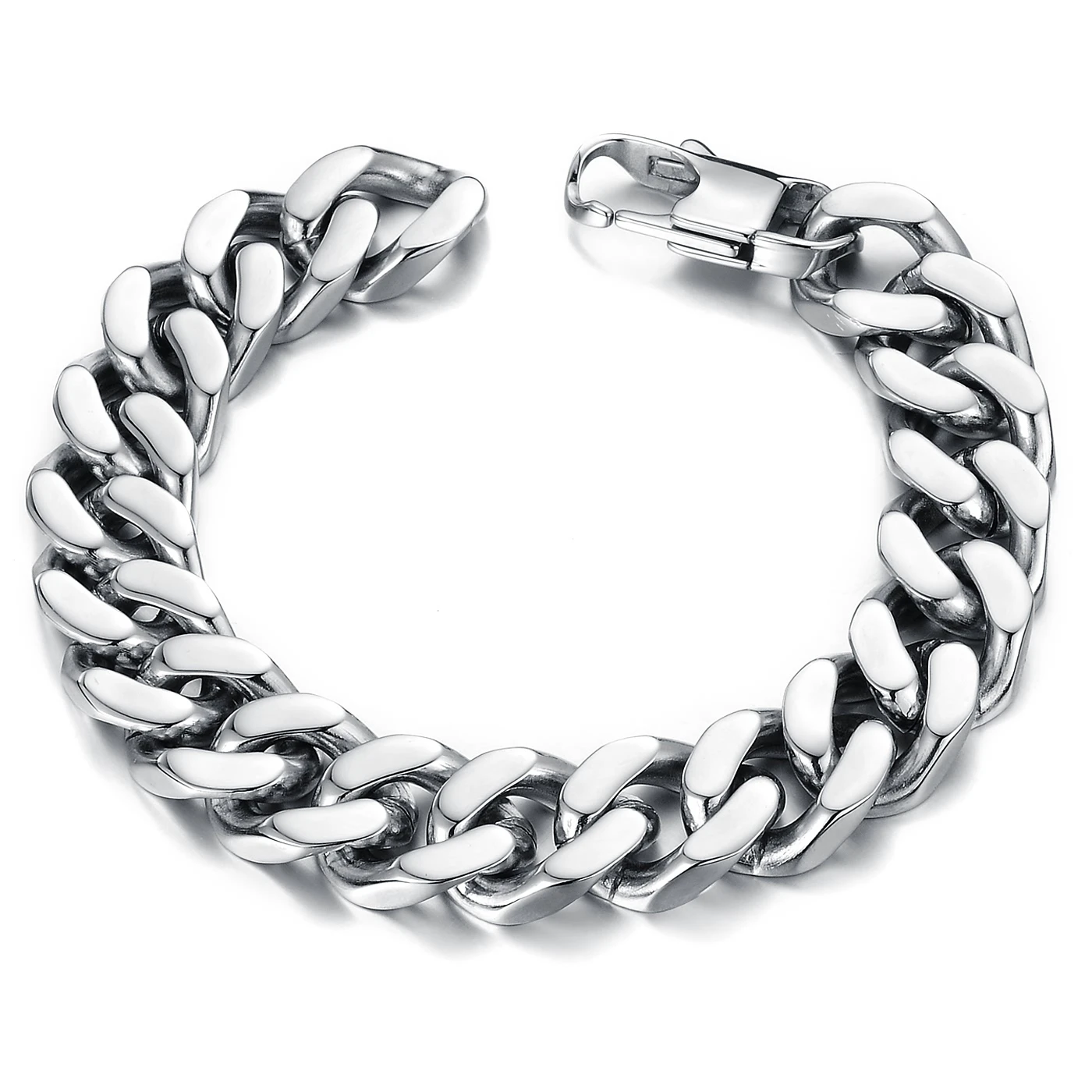 Simple Design Fashion Thick Link Chains Bracelet Mens Stainless Steel