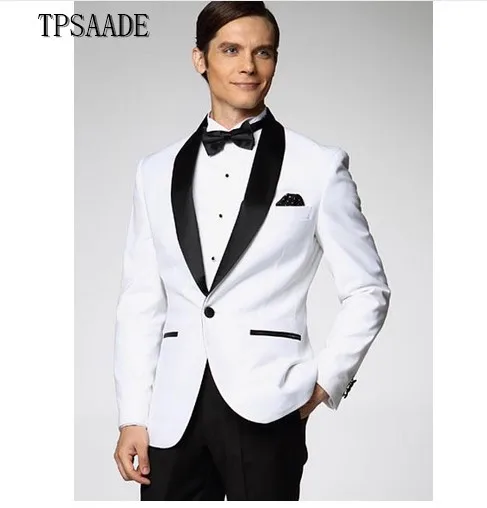

White Slim Fit Gala Coat Pant Marriage Wedding Men Suit WF820, White as picture