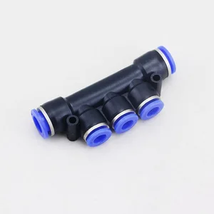 PK Type Pneumatic Fitting Plastic Thread Pneumatic Air Hose Tube Connector 5 Way One Touch Pipe Fittings