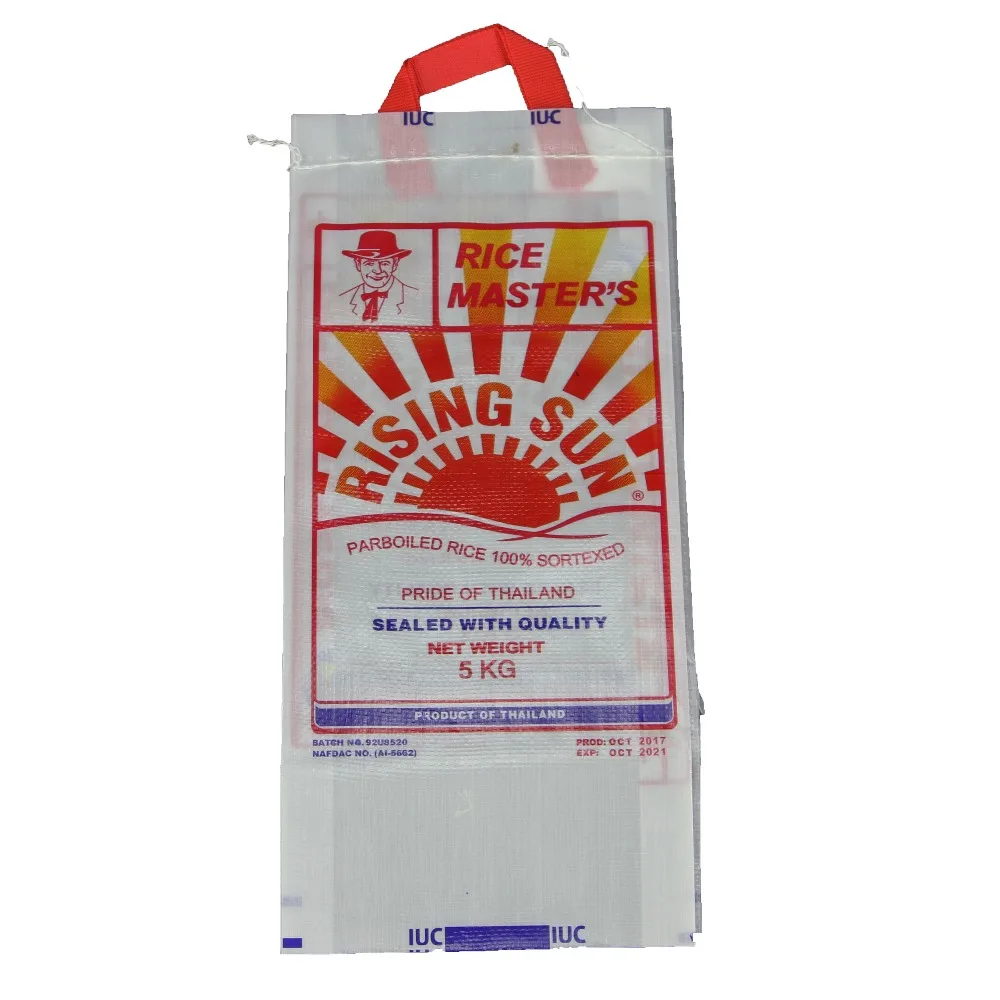 
PP plastic rice bag with handle for 5kg 10kg 25kg 50kg rice package 