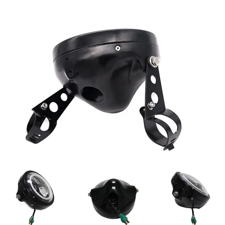 

7" Round Headlamp Bracket Motorcycle  Mounting Headlight Housing Shell, Black,silver