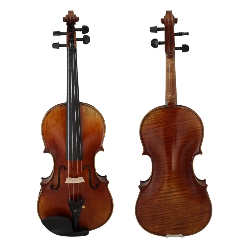 

handmade antique professional carved scroll solid maple violin flamed, Antique brown