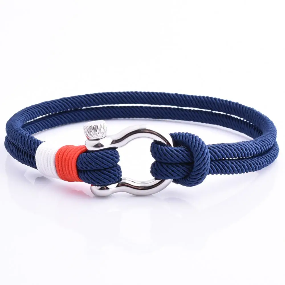 

New Wholesale Friendship Navy Blue Milan Rope Marine Shackle Bangle Men's Bracelet