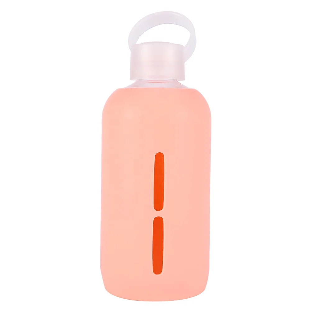 

Custom Logo Break Resistant Glass Water Bottle With Silicone Cover, As customer request