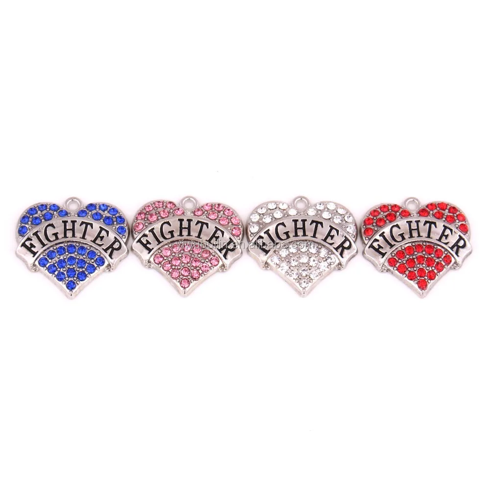 

IMG 8898 Fashion jewelry Inlay Multi color Crystal Rhinestone Engraved Letter Fighter Heart Shape Pendant for Jewelry making, Fighter pendant