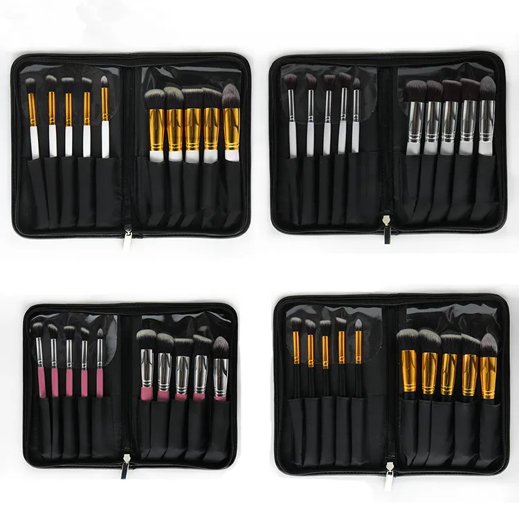 

10pc 5 large 5 small makeup brushes beauty tools with brush bag, Assorted