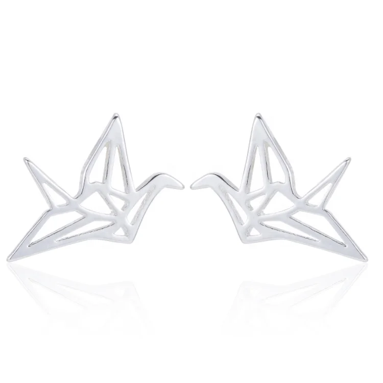 

Factory Wholesale Cheap stainless steel Paper Crane Stud Earrings for girls, Picture
